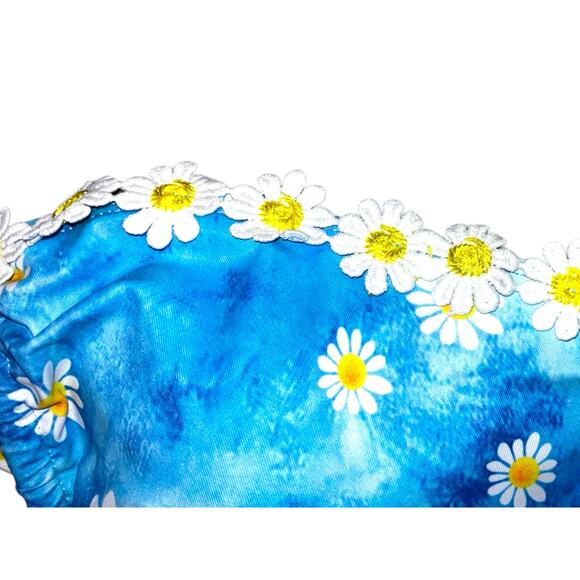 3 piece bikini set daisies blue super cute size large - Picture 2 of 8
